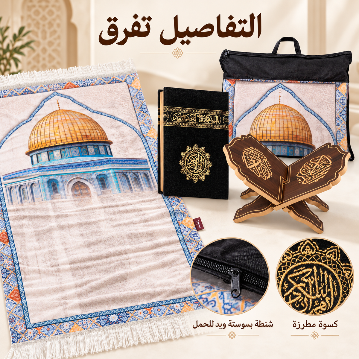 تفاصيل طقم القدس وكسوة المصحف وشنطة السجادة